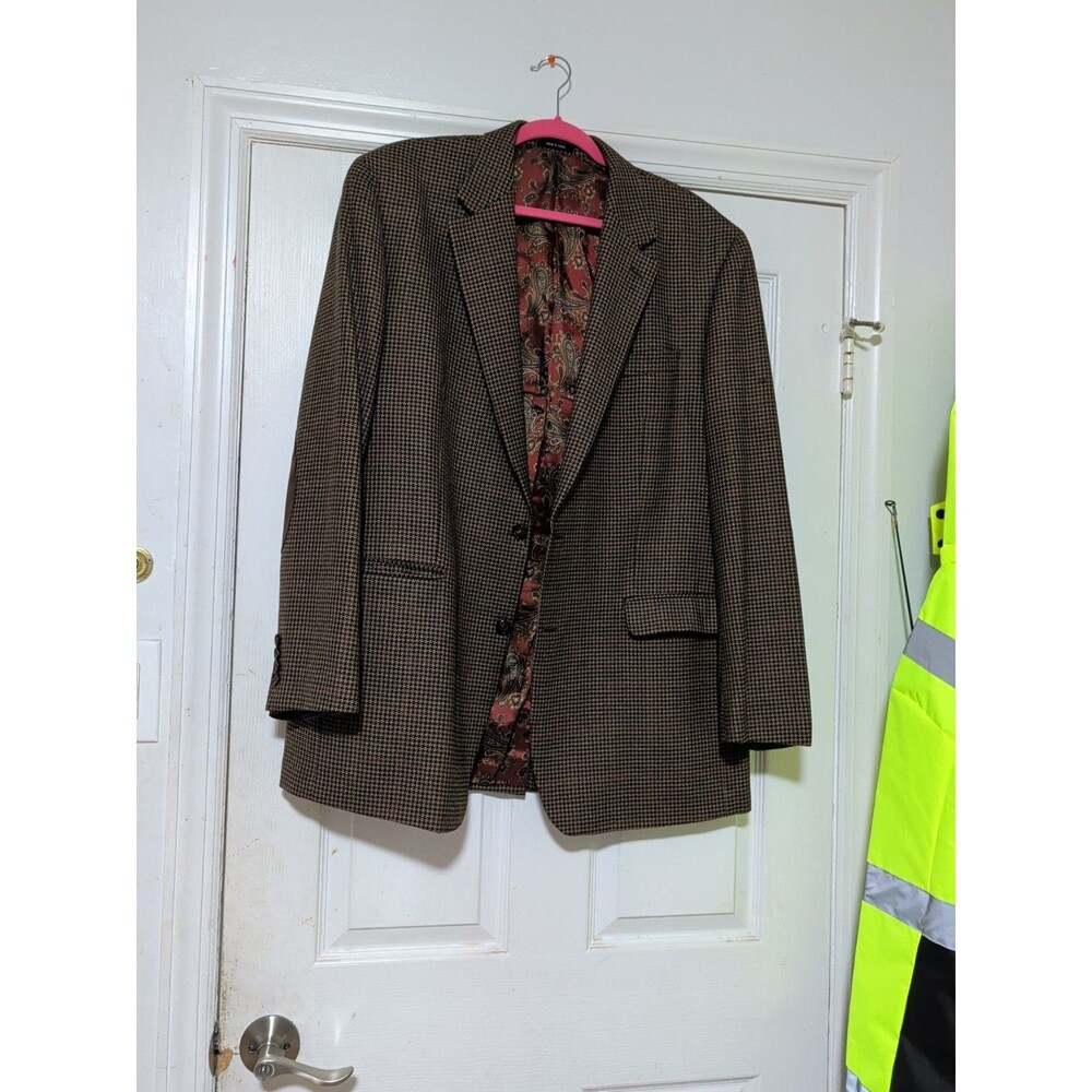 Lauren Ralph Lauren Men's 34L 100% Wool Brown Houndstooth Sport Coat Blazer